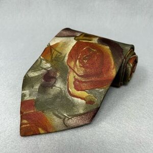 Classic Collection Van Heusen Brown And Green Abstract Silk Necktie 3.75 x 56